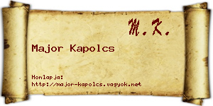 Major Kapolcs névjegykártya